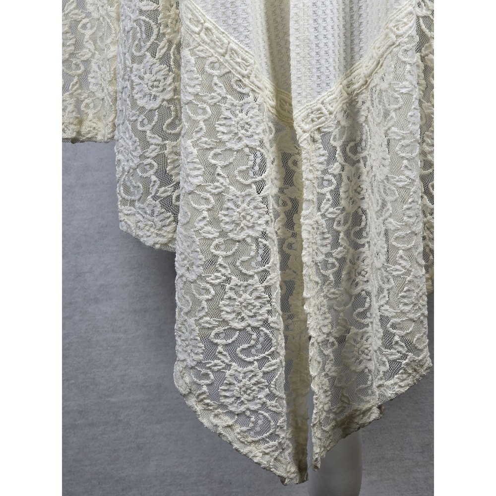 Knox Rose Womens S Sweater/Wrap Ivory Open Front Lace/Crochet Cottage Feminine - Picture 7 of 16
